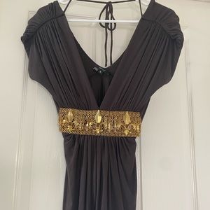 Sky brand chocolate brown top gold waist hardware